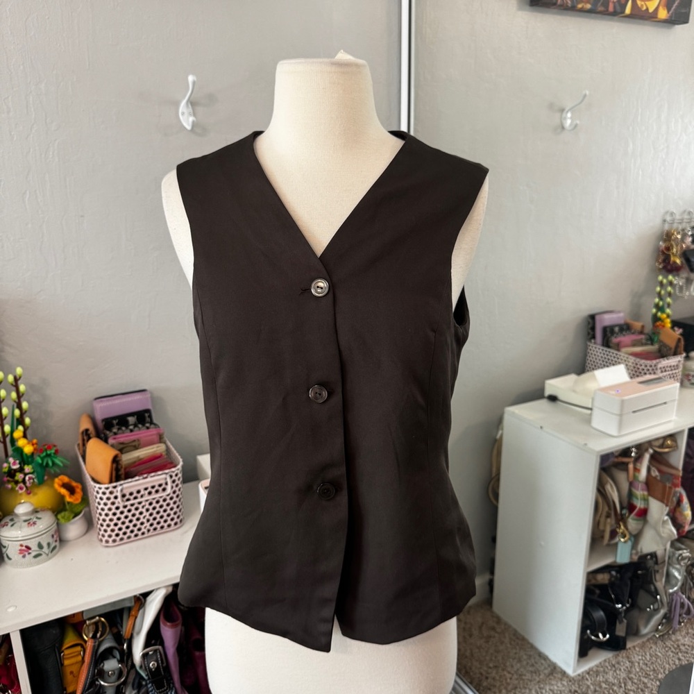 Dark Brown Button Down Vest - image 1